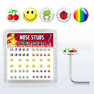 nslgx5 l shape nose studs silver 925 nose