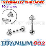 uhein14 titanium barbell internal threading triple balls